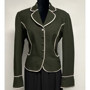 VTG John Meyer of Norwich Army Olive Green Military Equestrian Blazer Sz 12